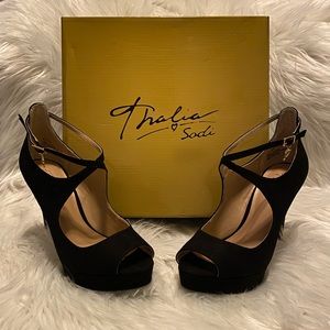 Thalia Sodi Black Peep Toe Heels